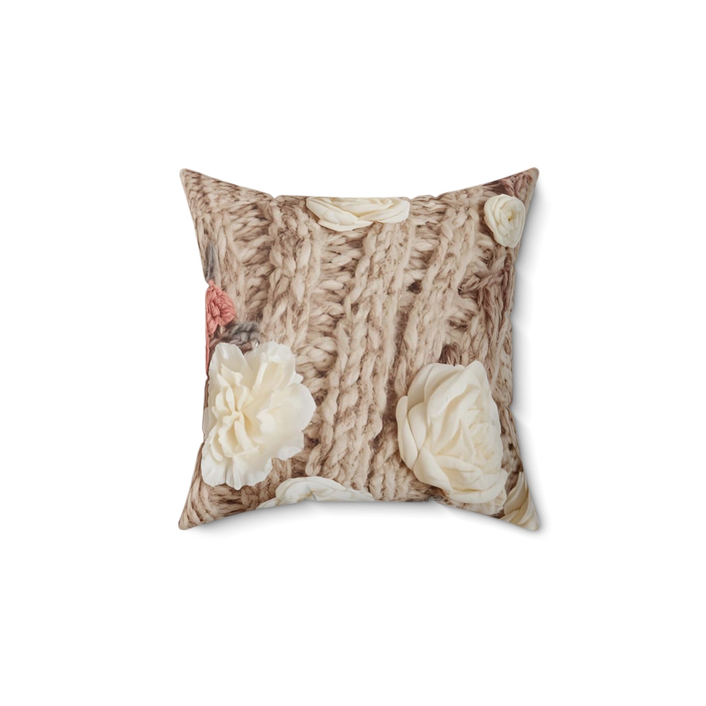 Cottage Rose Knit Floral Pillow