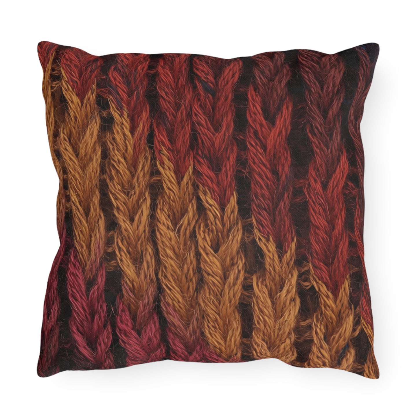 Cozy Fall Knit Square Outdoor Pillow