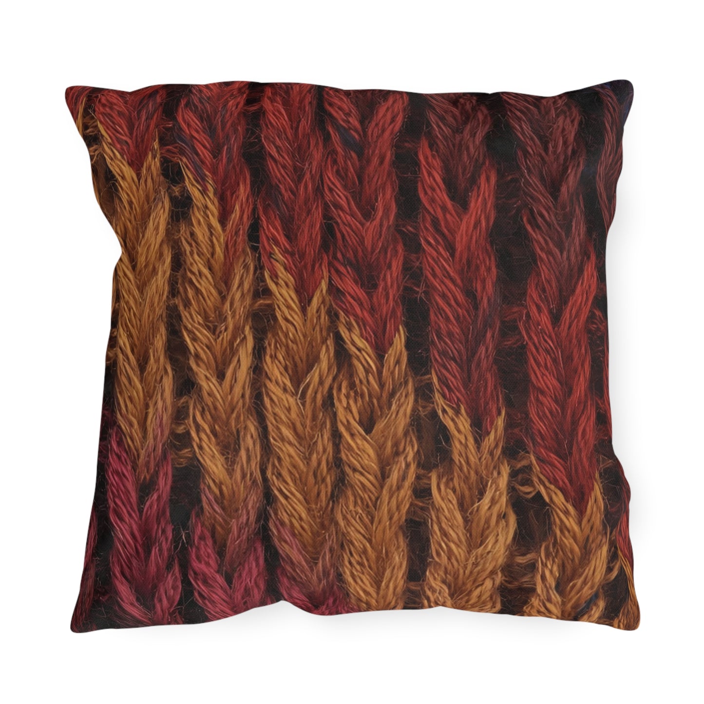 Cozy Fall Knit Square Outdoor Pillow