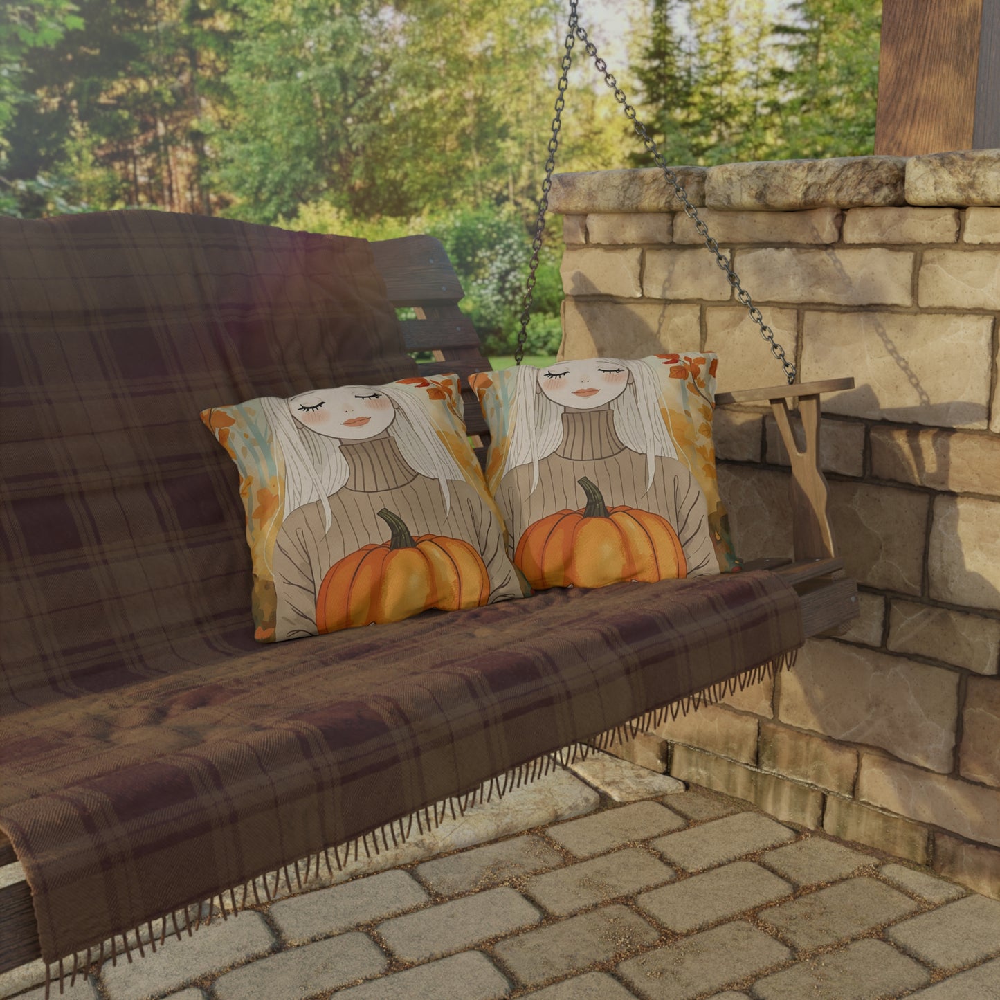 Blonde Autumn Outdoor Pillows