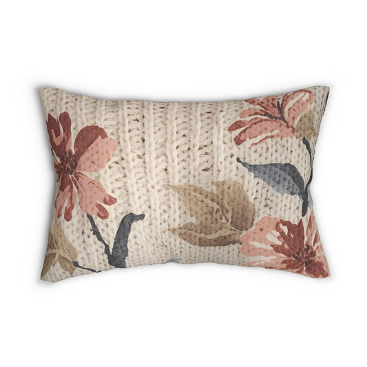 Cottage Rose Knit Lumbar Pillow