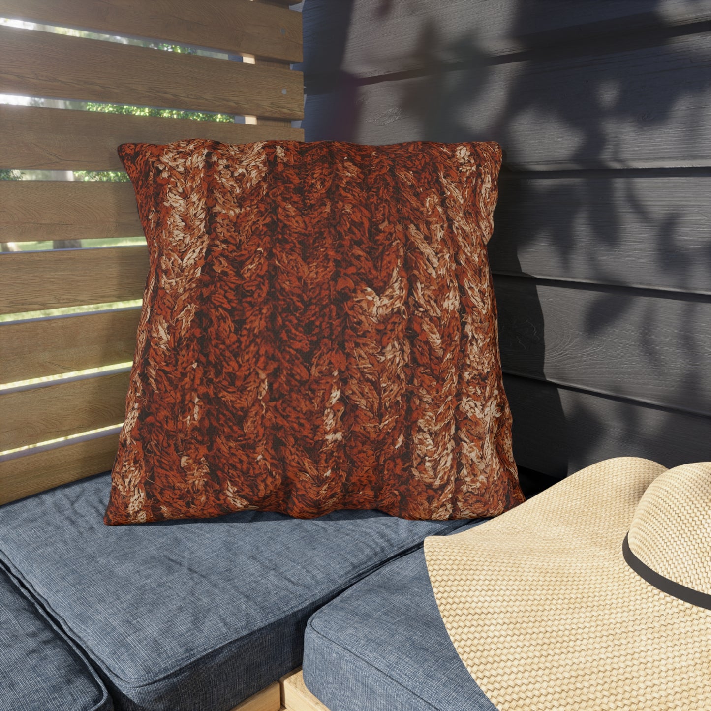 Autumn Knit Pattern Outdoor Pillows