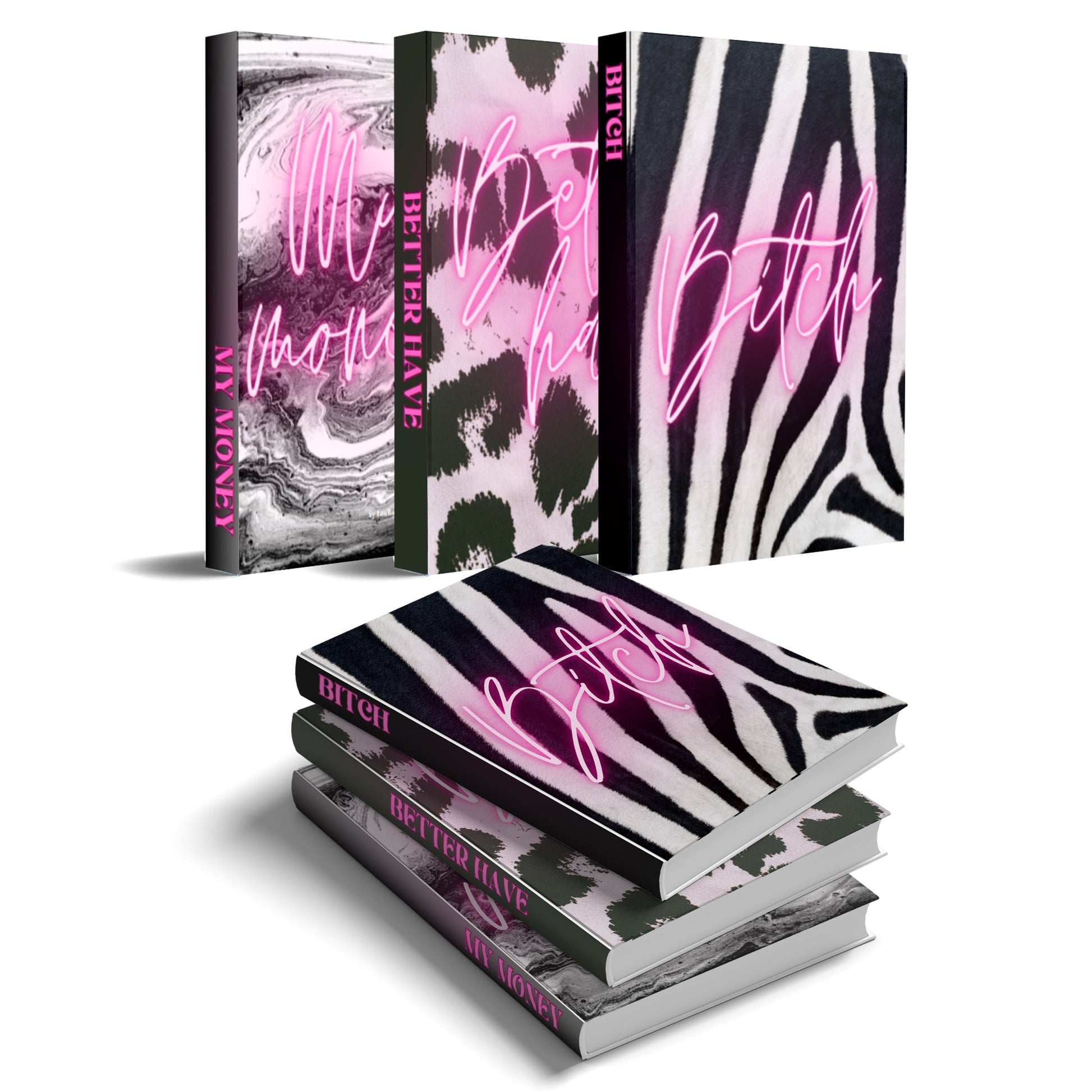 Bitch Better Have My Money Pink Decorative Books Set-Book Sets-LouRose Decor-LouRose Decor