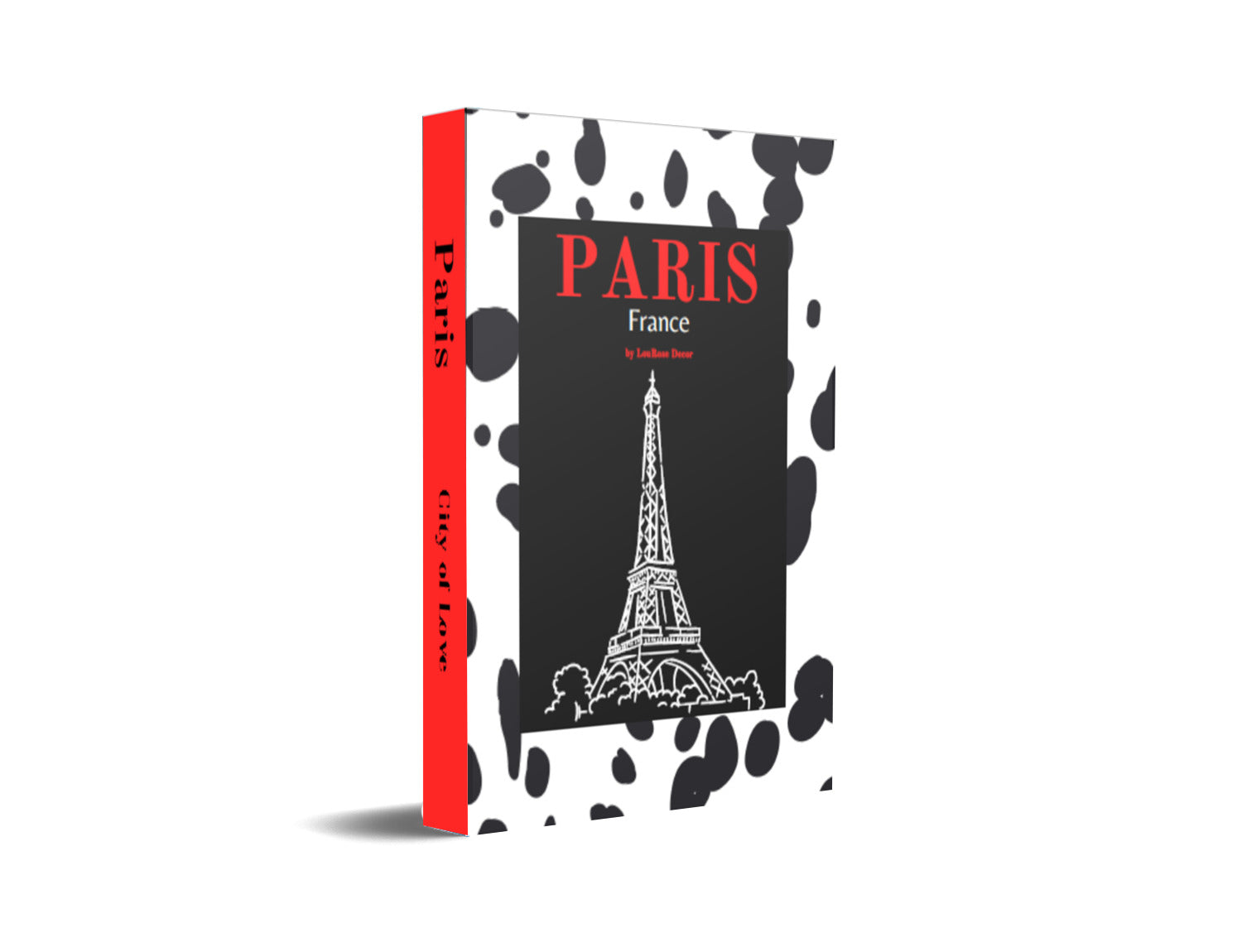 Paris Black White Red Dalmatian Print Decorative Book-Individual Book-LouRose Decor-LouRose Decor