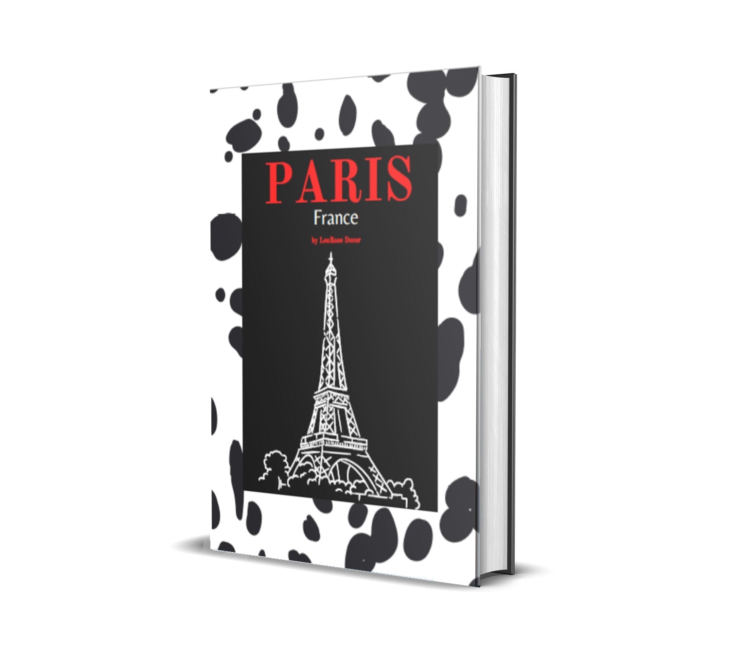 Paris Black White Red Dalmatian Print Decorative Book-Individual Book-LouRose Decor-LouRose Decor