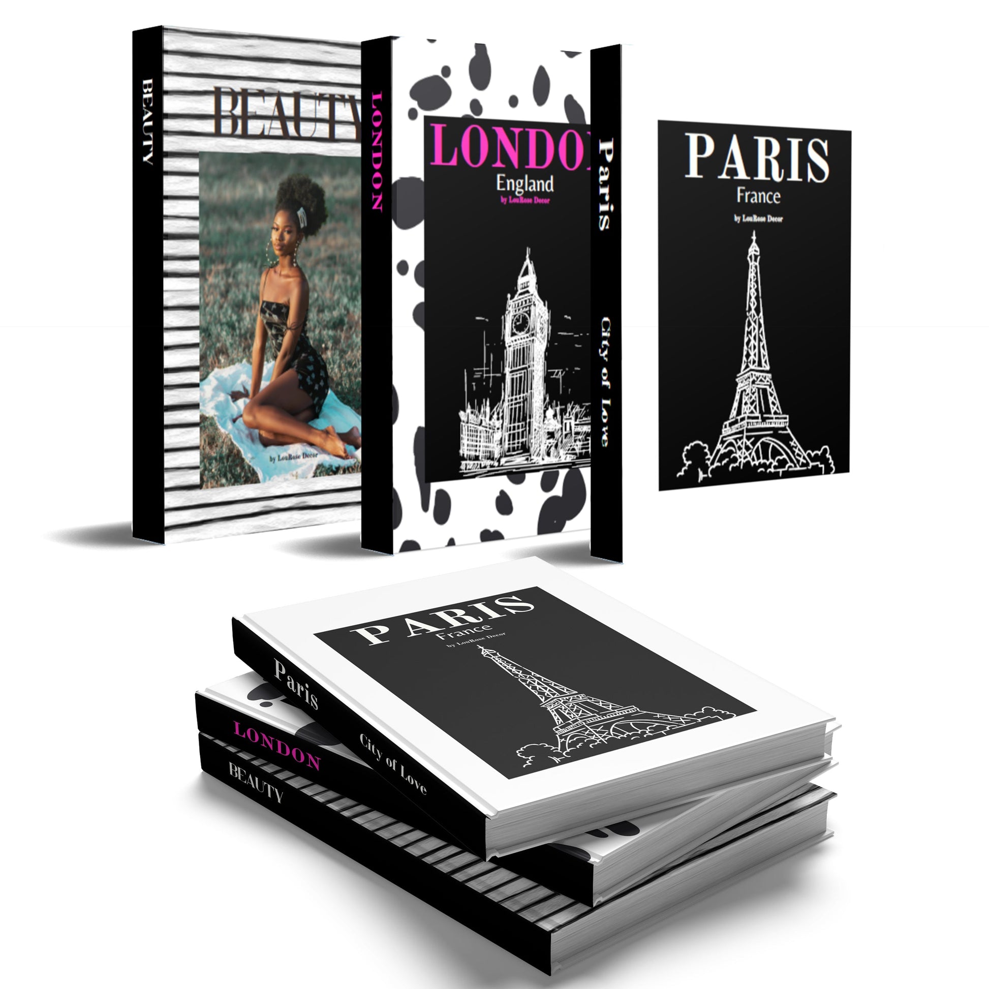 Paris London Beauty Travel Decorative Books Set-Book Sets-LouRose Decor-LouRose Decor